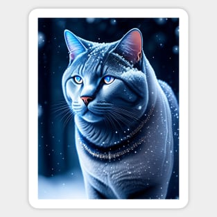 Glowing British Shorthair In Snow Sticker